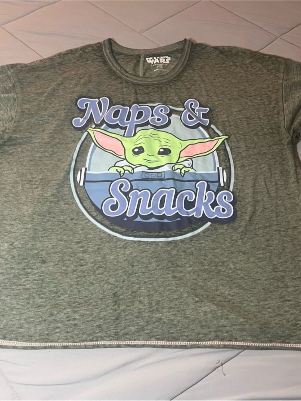 Star Wars Grogu Naps & Snacks Heather Gray Tee